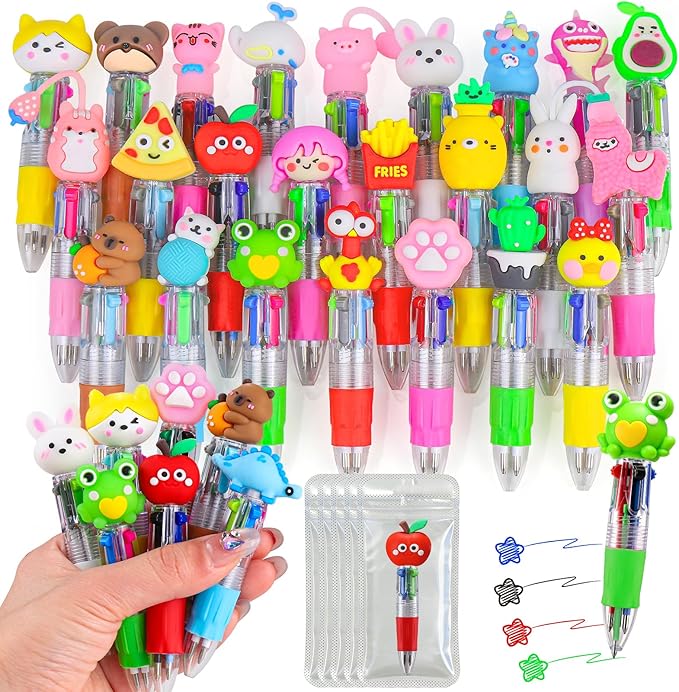 26Pcs Mini Multicolor Pen in One 4-in-1 Cute Pens Bulk,Kawaii Ballpoint Pens for Classroom Gifts Birthdays and Parties