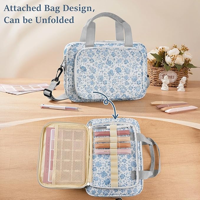 Play Tailor Bible Cover Case for Women Large Bible Bag Carrying Case Study Supplies Accessories with Tabs, Highlighters and Adjustable Shoulder Belt for Girls, Blue
