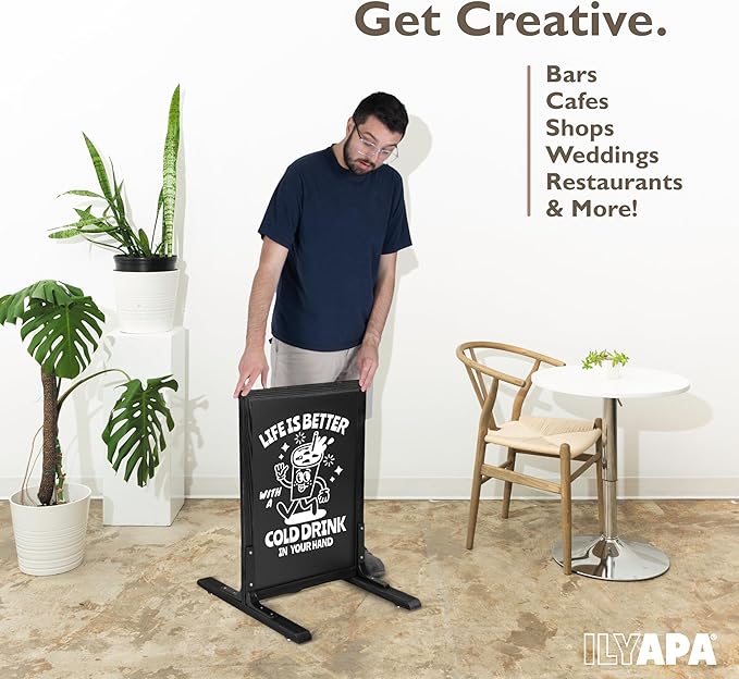Ilyapa Large Chalkboard Sign - Free Standing Magnetic Sidewalk Sign - Outdoor Menu for Restaurant, Food Truck, Party, or Wedding - 30x20 Inch - Black