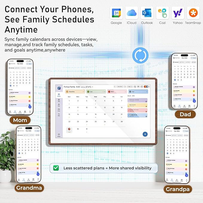 ANKRA 15.6-Inch Family Digital Calendar, Kids Chore Chart with Rewards, Reminder Display, Wall & Desk Touchscreen Smart Planner, Home Schedule Organizer, Electronic Calendar, Gift for Families(Walnut)