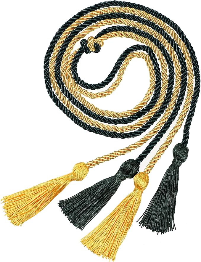 Graduation Double Honor Cords with Tassels Braided Academic Ropes for High School College Ceremony 68 Inch (Forest Green+Gold)