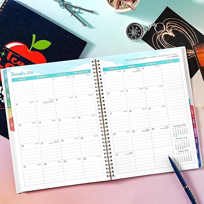 Teacher Planner 2026-2027 - 9" x 11" Weekly & Monthly Teacher Lesson Planner 2026-2027, JULY 2026 - JUNE 2027, Lesson Plan Book for Teachers in Academic Year with Monthly Tabs, Premium Thick Paper, Back Pocket