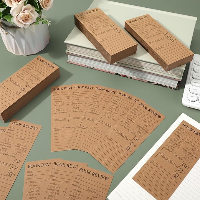 240 Pcs Back to School Teacher Gifts Colorful Book Review Bookmarks Bookclub Gifts Reading Page Cards for Book Lovers Women Students First Day of School Party Supplies(Simple,Kraft)