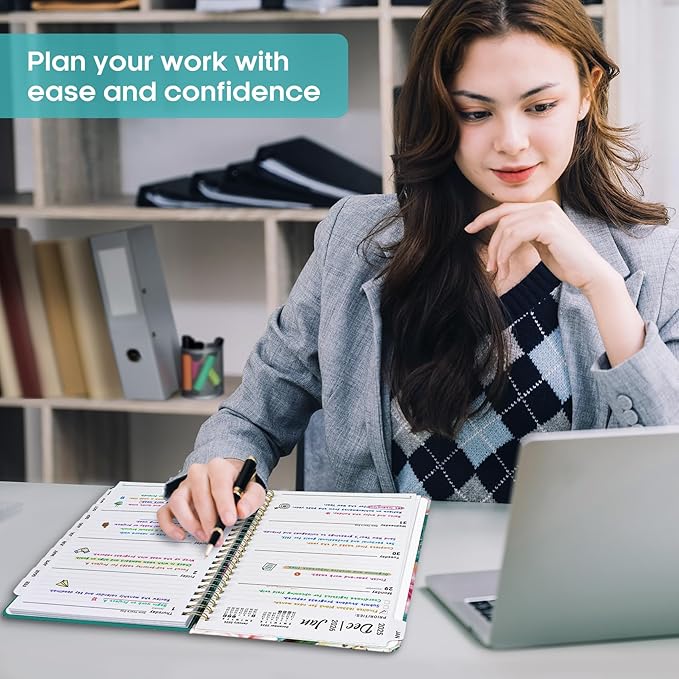 2026 Planner, Weekly and Monthly Calendar Planner Book, January 2026 - December 2026, Hardcover Spiral Planner with Monthly Tabs, Notes Pages, Perfect for Women & Men, A5 (6.4" x 8.5") - Oil