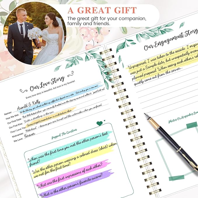 Wedding Planner Book and Organizer - Wedding Planner, Wedding Planners for Bride with 5 Tabbed Sections, 9" x 11.9", Countdown Calendar, Metal Corner, 5 Inner Pockets, Elastic Closure - Floral