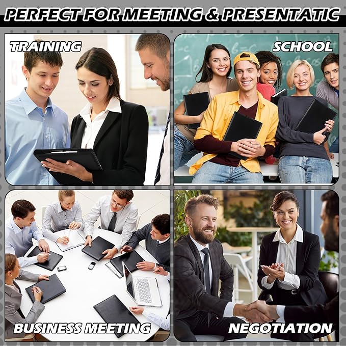 Fuyoooo 10 Pcs Business Portfolio Organizer Professional Leather Portfolio Binder Folder with Clipboard A4 Letter Size Padfolio Legal Notepad Holder for Business School Office Conference (Black)