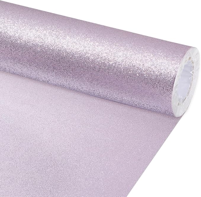 gisgfim Glitter Bulletin Board Roll Sparkle Bulletin Board Background Glitter Poster Paper Gift Wrapping DIY Art Crafts Non Fading Wallpaper for Home Office Classroom Decoration 16"x20ft, Light Purple