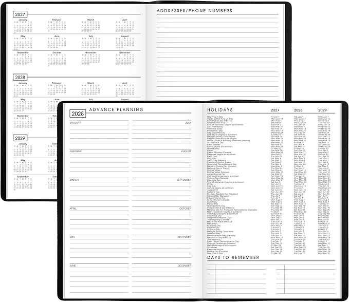 AT-A-GLANCE 2027 Planner, Monthly, 13-Month Jan-Jan, 7" x 10", Unruled Daily Blocks, Embossed Cover, Black (704320527)