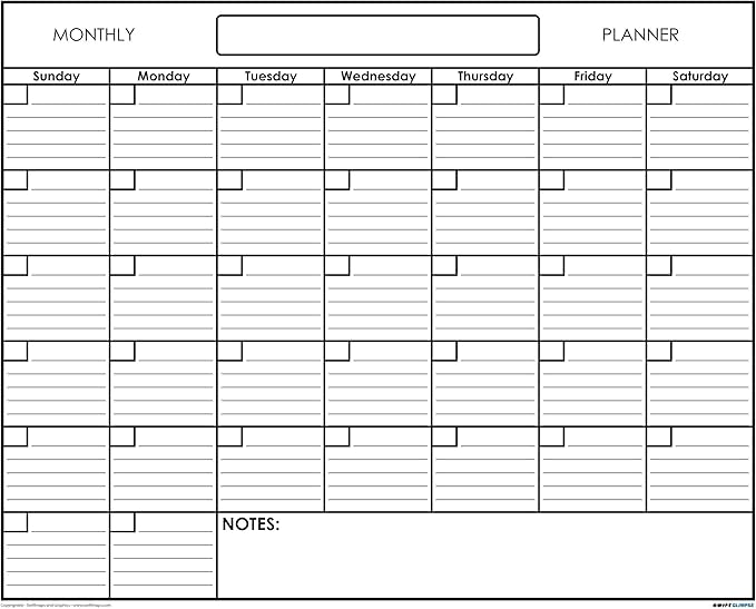 36" x 48" Erasable Undated One Month Laminated Wall Calendar Monthly Planner Blank Reusable Perfect for Organizing Home Office Academic Schedules w/FREE ERASE MARKER (36x48)