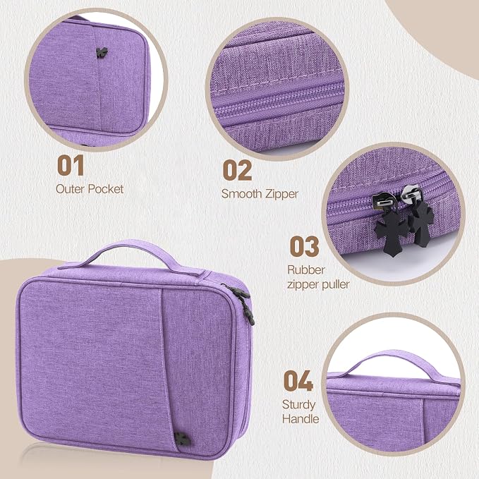 MOSLA Bible Cover Bag with for Women Men, Scripture Study Carrying Book Cover Church Bag with Handle and Pocket for Fathers Mothers Mom Kids, Catholic Church, Christian Gifts (violet, M)