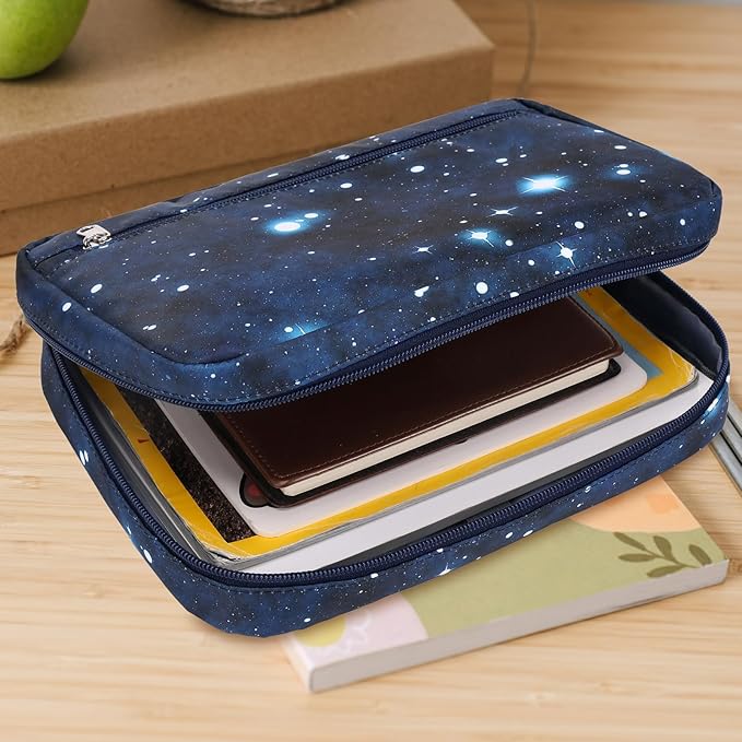 JIANYA Bible Covers for Kids Boys Bible Book Cover Case Teen Youth Bible Bags with Pockets Handle Childrens Galaxy Scripture Church Bag