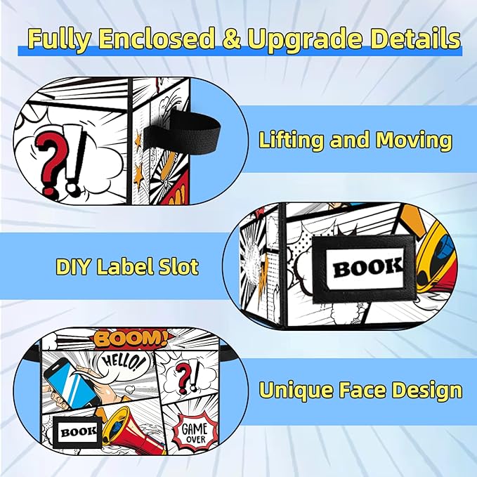 10 Pack Collection Comic Book Storage Boxes, Protector Organizer 15.8" X 7.8" X 11.8" Collapsible Short Box Holds 160-180 Comic Book Heavy Duty Bin Container Holder Shelf