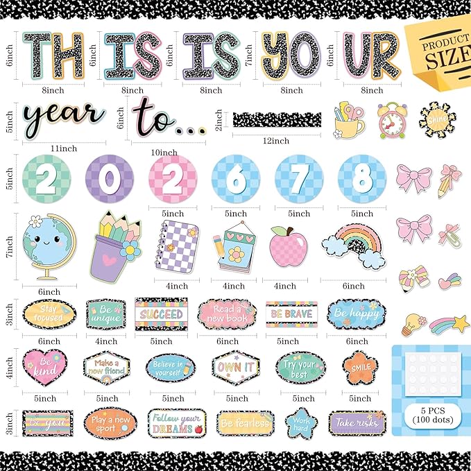 Eaasty Composition This is Your Year to Bulletin Board Set Composition Notebook Pencil Cutouts Motivational Welcome Back to School Classroom Decor for School Office Chalkboard Door Wall Decor Supply