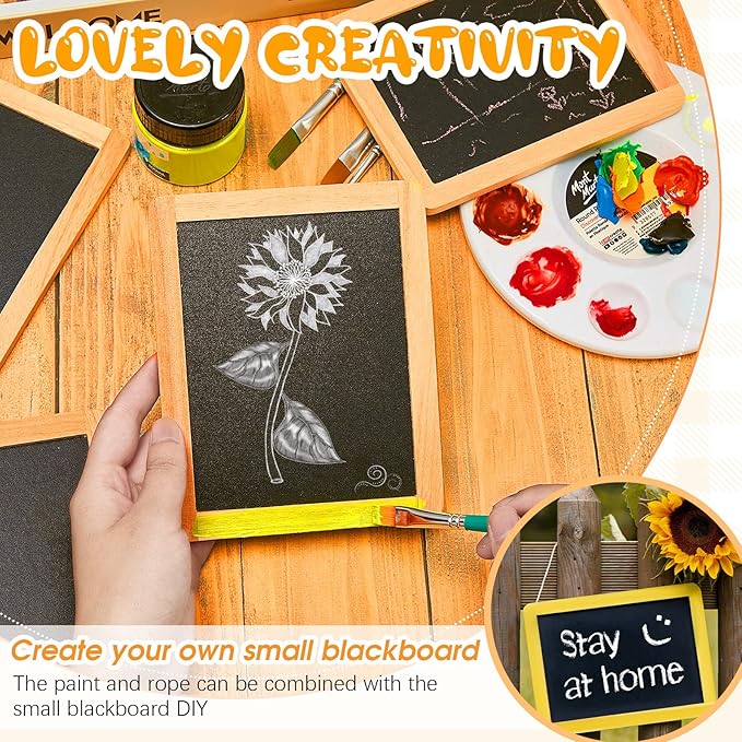 Chinco 6 Pcs Small Slate Chalkboard Mini Chalk Board with Frames 5.2x4 in Mini Board Signs School Supplies for Classroom Home Office (Wood)
