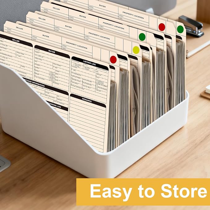 25 Pcs Real Estate Listing Folder Pre-Printed List for Real Estate Agent Supplies Durable Letter Size 210 GSM Manila Card Stock with Closing Checklist (50, Manila, Letter Size)