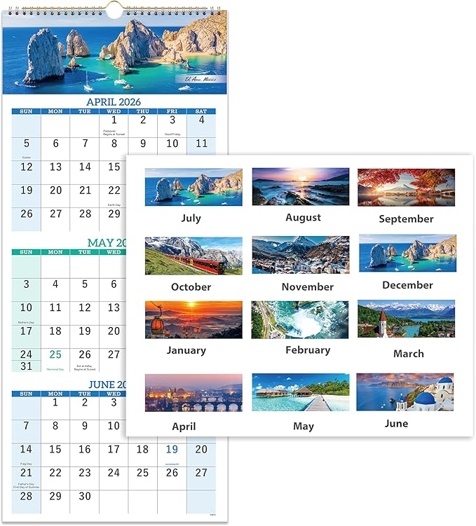 2026-2027 Calendar - May. 2026 - Jun. 2027, 3 Month Calendar Vertical Display, Wall Calendar 2026-2027, 11" x 26"(when opened)
