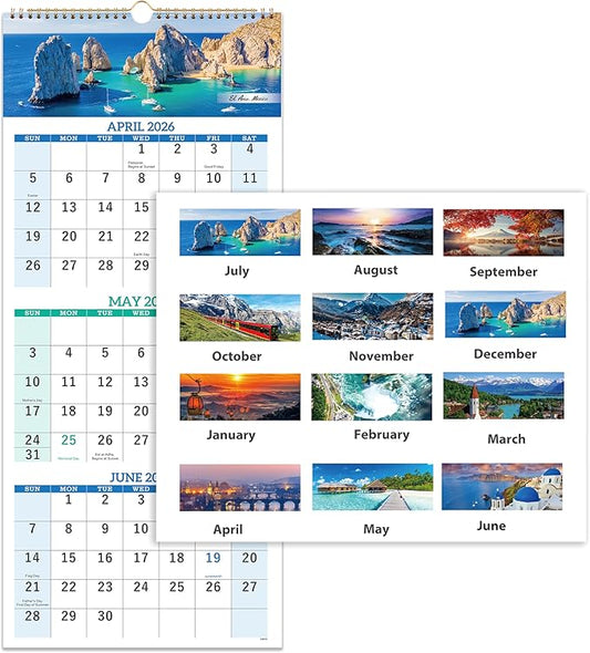 2026-2027 Calendar - May. 2026 - Jun. 2027, 3 Month Calendar Vertical Display, Wall Calendar 2026-2027, 11" x 26"(when opened)