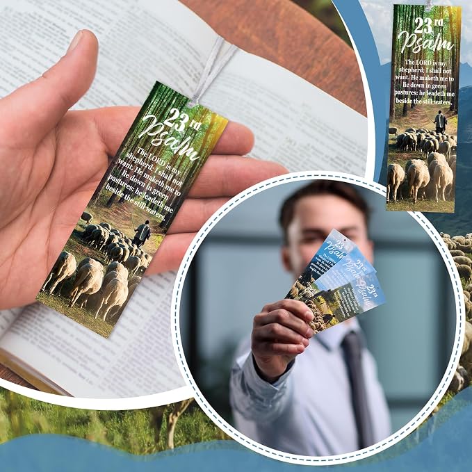 Dispowreath 60 Pcs Shepherd's Staff Bookmarks Religious 23rd Psalm Bookmarks Church Exchange Gifts for Men & Women Sunday School Vbs Church Prizes Party Favors