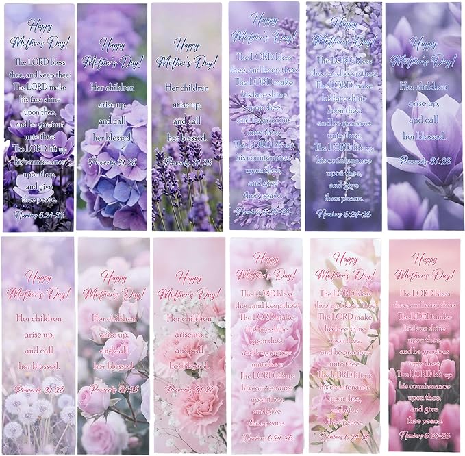Mothers Day Bookmarks Gifts - 120 Pcs Christian Bible Verse Paper Bookmark Bulk for Church Women Mom Religious Scripture Flower Page Marks Inspirational Happy Mother Gift from Daughter Son