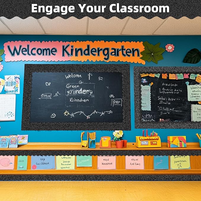 3 Rolls 98.4 Ft Glitter Bulletin Board Borders Set - Black Bulletin Board Decorations for Classroom, Office，School Supplies & Home DIY - Perfect for Teachers, Posters & Birthday Party Decor