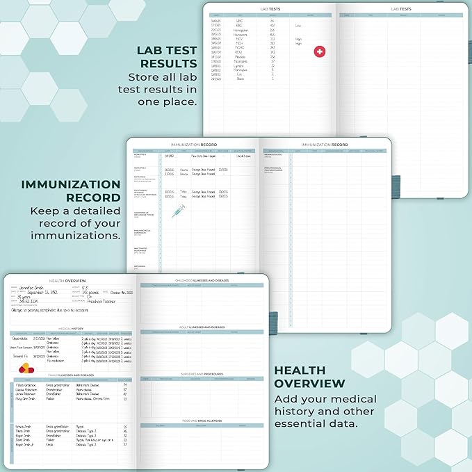 Clever Fox Medical Planner Daily – Health Diary Notebook, Wellness Journal & Self-Care Logbook, Lasts 3 Months, 7x10.5″ (Aquamarine)