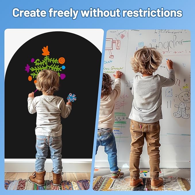 Arch Magnetic Wall Decal for Kids, 40 x 32 Upgraded Self-Adhesive Magnetic Chalkboard for Wall, Magnet Wall Drawing Learning for Playroom, School, Home(Black)
