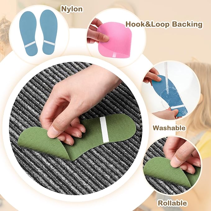 Outus 48 Pieces Feet Carpet Markers, Carpet Markers for Classroom, Rug Position Spots for Classroom Decoration, Teacher Supplies, Preschool and Kindergarten (Boho)