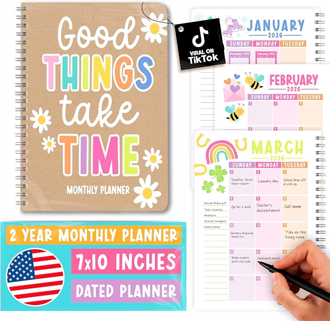 2026-2027 Monthly Planner - 2 Year Monthly Planner 2026-2027, Month Calendar Planners 2026 to 2027, Calendar Book, Kraft Month Planners & Organizers