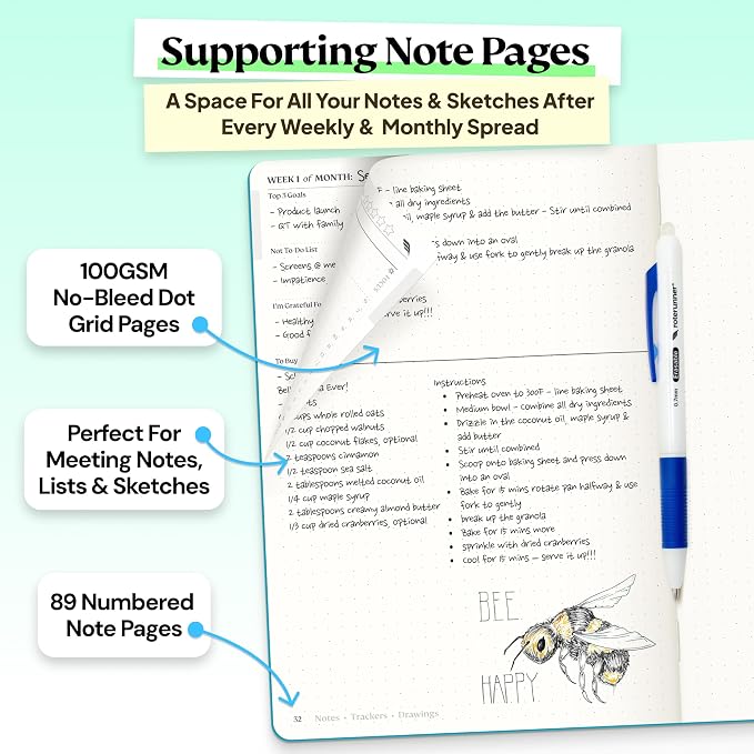 Roterunner Purpose Planner Notebook A5 5.8”x8.3” Undated 2026 Daily Weekly and Monthly Productivity Goal Setting Tool for Work Home ADHD Planner for Adults Self Care Journal (Teal Hardcover)