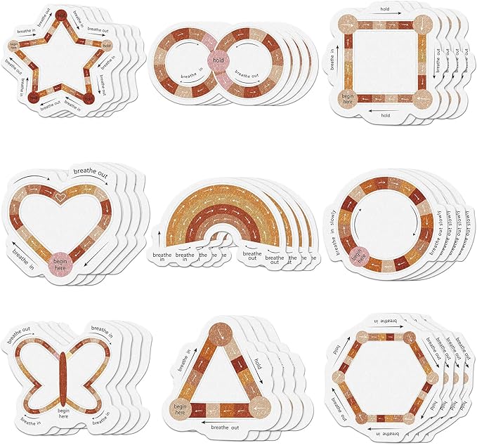 Gersoniel 36 Pcs Anxiety Sensory Stickers Strips Adhesive Textured Mental Health Calm Stickers Mindfulness Fidget Decals Stress Anxiety Relief Items for Therapy Office Desk(Boho Breathe Style)