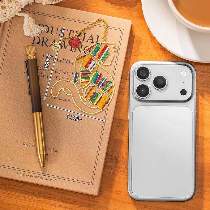 Cat Metal Bookmark with Gift Box, Cat Bookmark with Chain Pendant, Cute Bookmark for Women, Reading Enthusiasts, Book Lovers Gift