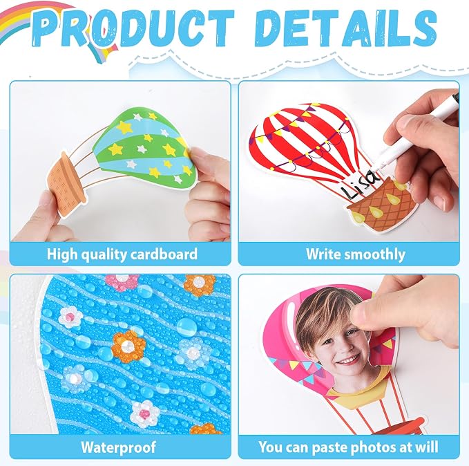 80Pcs Colorful Hot Air Balloons Cutouts Back to School Bulletin Board Hot Air Balloons Accents Paper Cut-Outs Classroom Decor for Kids DIY Craft Photo Wall Kindergarten Preschool Party Favor Supply