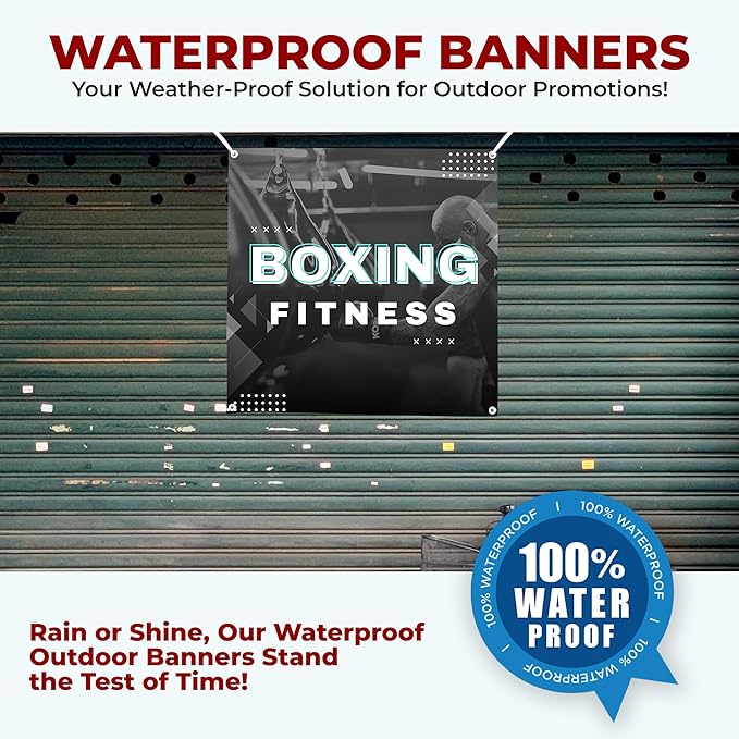 Boxing Fitness Large Banners and Signs for Outdoor by Mavis Printing-Polyester Banner with 4 Holes for Easy Hang Indoor & Outdoor|4x1 Feet HD Print Sign to Promote Church| Made in USA