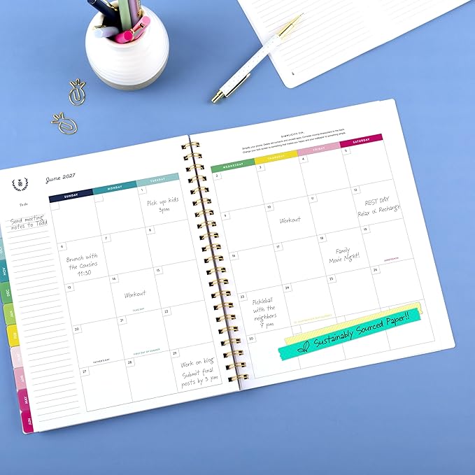 AT-A-GLANCE Planner 2026-2027 Weekly & Monthly Academic 12-Month July-June, 8-1/2" x 11", Simplified by Emily Ley, Savanna Blooms (EL50-905A)