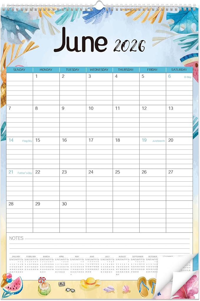 GuassLee Large Wall Calendar 2026-2027,19-Month Vertical Wall Calendar Runs from Jun. 2026 to Dec. 2027, 22"x15" Hanging Monthly Planner with Thick Paper Watercolor Design for Easy Organizing