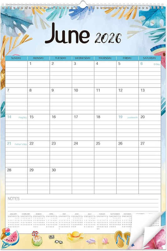 GuassLee Large Wall Calendar 2026-2027,19-Month Vertical Wall Calendar Runs from Jun. 2026 to Dec. 2027, 22"x15" Hanging Monthly Planner with Thick Paper Watercolor Design for Easy Organizing