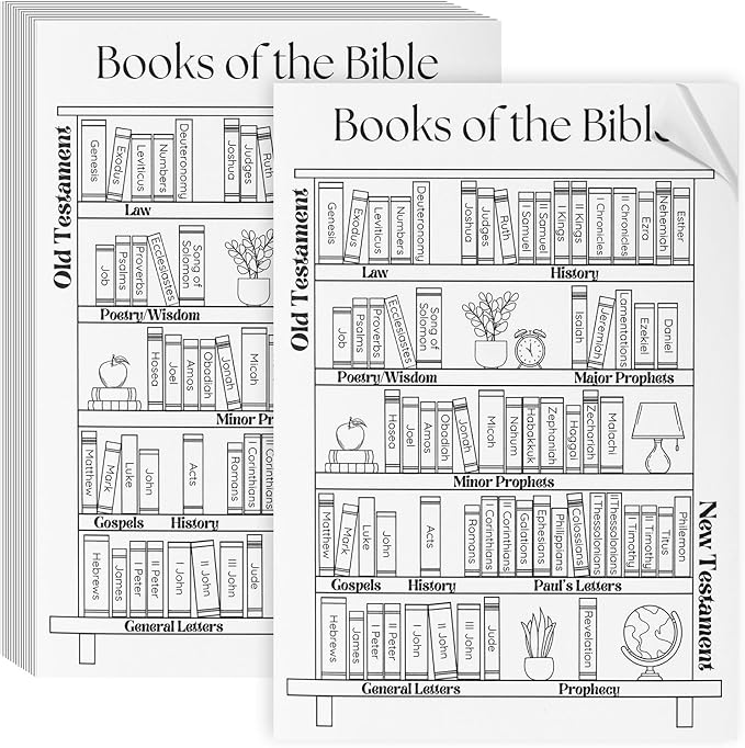Kosiz 24 Pcs Books of The Bible Stickers Emergency Numbers Sticker Christian Bible Reading Tracker Book Shelf for Women Men Journaling Scripture Study(Classic Style)