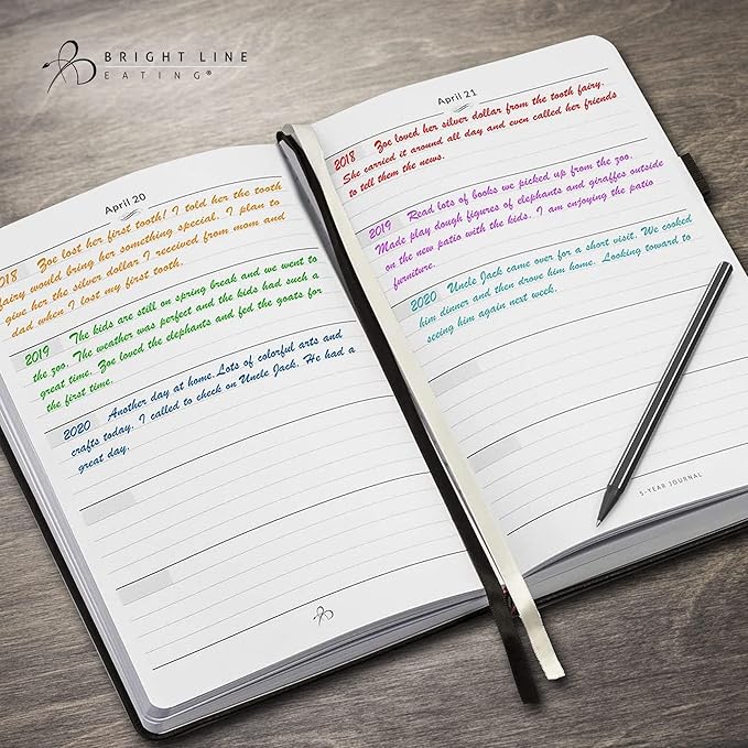 Bright Line Eating 5 Year Journal - Vegan Leather Journal w/Daily Entries – Berry Memory Book Journal for Women & Men – 5 Year Journal for Tracking Memories, Ideas, Devotions & Progress (Berry)