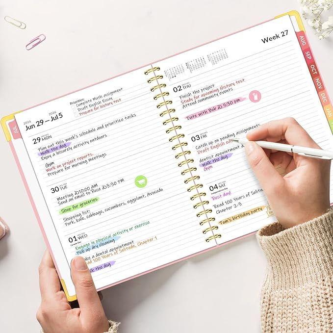 Forvencer Academic Planner 2026-2027, Hardcover Calendar Planner Weekly & Monthly, July 2026 - June 2027, 8.5" x 11", Daily Agenda with Tabs, College School Organizer for Student Teacher, Purple