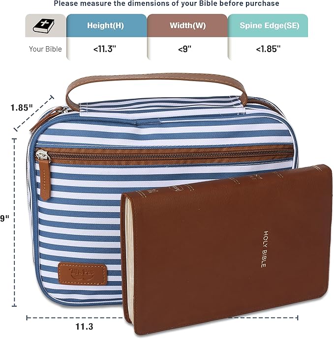 Mr. Pen- Bible Cover Case, Carrying Book Case with Durable Handle and Zippered Pocket, Bible Protective Church Bag for Men & Women, Christian Gifts, Blue Stripes
