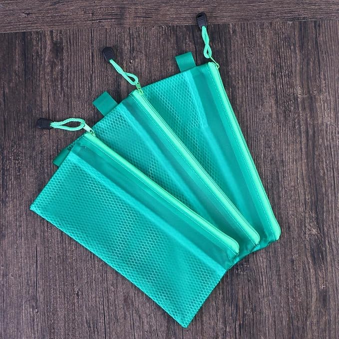 Operitacx 12pcs Portable Mesh Zipper File Bags Pvc Pencil Cases for Office School Supplies Random Color Stationery Document Storage Pouches