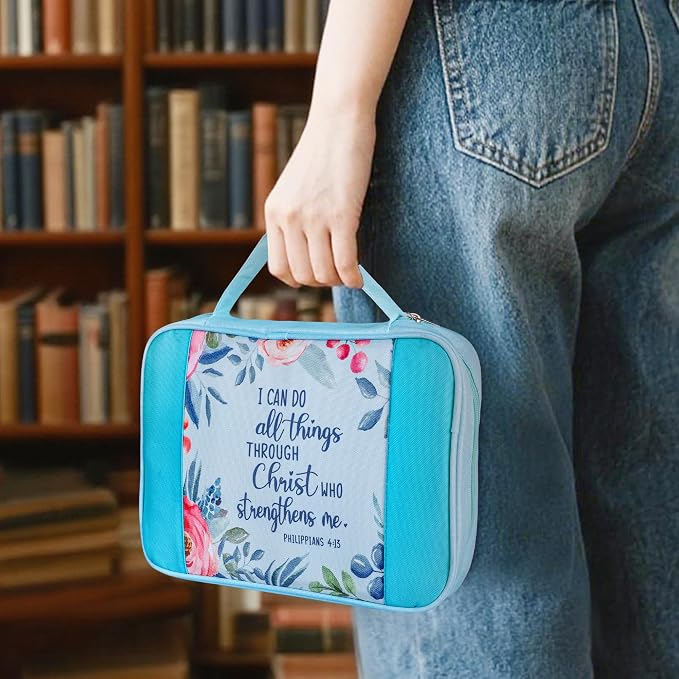 Faithful Hers Bible Covers for Women 2pcs Bible Case Set with Notebook Church Bag Bible Study Book Case with Handle Lightweight Nylon Carrying Bags Christmas Gift
