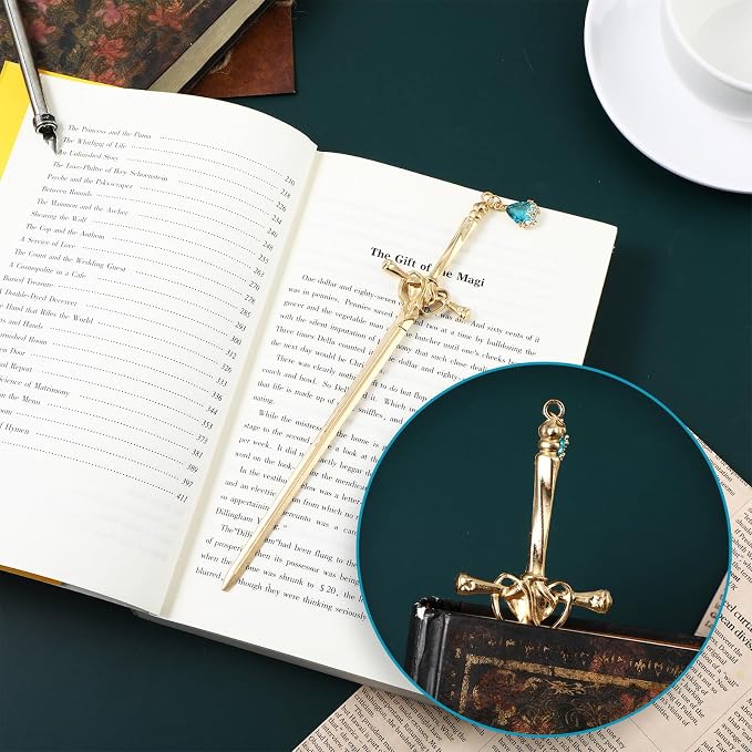 Jeffdad 2Pcs Sword Katana Bookmarks Vintage Silver Metal Pendant Bookmarks Unique Book Lovers Presents Valentine's Day Gifts Thanks Gift for Boyfriend