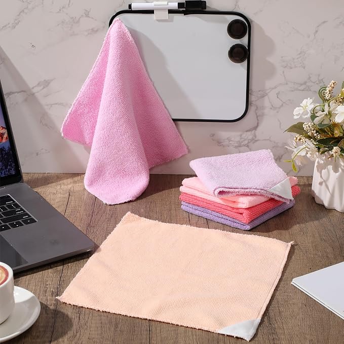 Fanfanwin 6 Pack Magnetic Microfiber Cleaning Cloth, Colorful Whiteboard Dry Erase, Magnetism Whiteboard Eraser for Blackboards Classroom Chalkboards Washable Home Office 10'' x 10''(Pink Color)