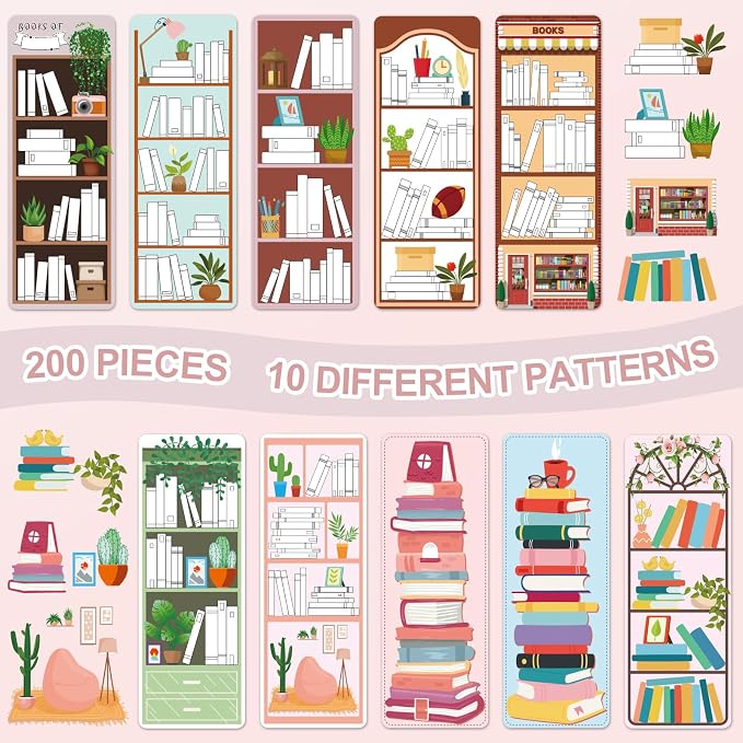 200-Piece Book Tracker Bookmarks - Double-Sided Reading List Page Markers - Cute Bookmarks for Women, Students & School Supplies
