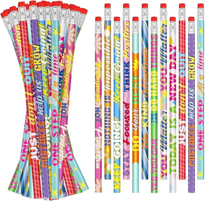 Cinrobiye 100 PCS Inspirational Pencils Bulk,Motivational School Wood Pencils,Encourage Positive Pencil Party Favors Gifts Pencil Back to School Supplies for Student Teacher Classroom Reward