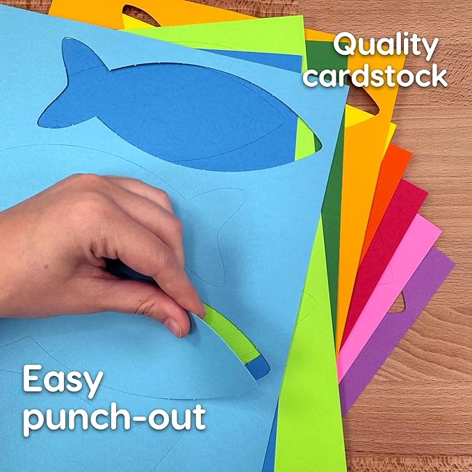 80 Pieces Paper Fish Cutouts, Ocean Animal Shapes for Kids Crafts, Under The Sea Decorations, Classroom Bulletin Boards, Summer Camp Activities, Bright Double Sided Cardstock, USA Made