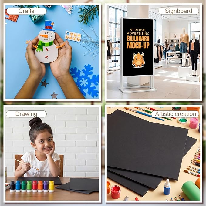 Kathfly 12 Pack Large Black Foam Boards 30 x 40 x 3/16" Thick Acid Free Foam Core Board Double Sided Rigid Poster Foamboard for Art Craft Projects Presentation Signage Painting Wedding School Display