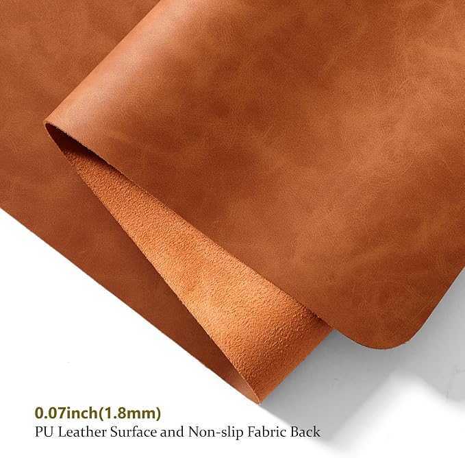 Distressed Leather Desk Mat - Non-Slip PU Desk Pad for Office and Home - Desk Organization and Accessories - Ideal for Large Mouse Pad and Desk Mats on Top of Desks(Tan,27.6"x 13.8")