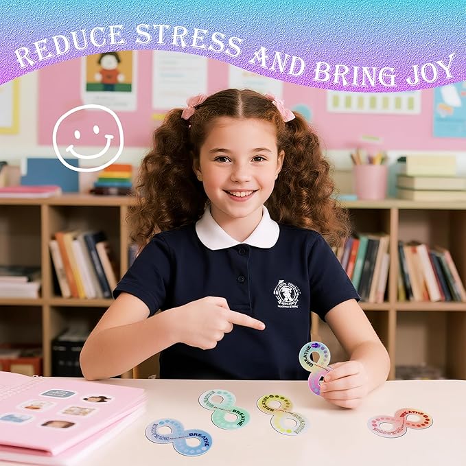 Calm Strips for Anxiety Sensory Stickers 、 Different Size & Texture Sensory Stickers for Office & Classroom （50pcs）(Rainbow)